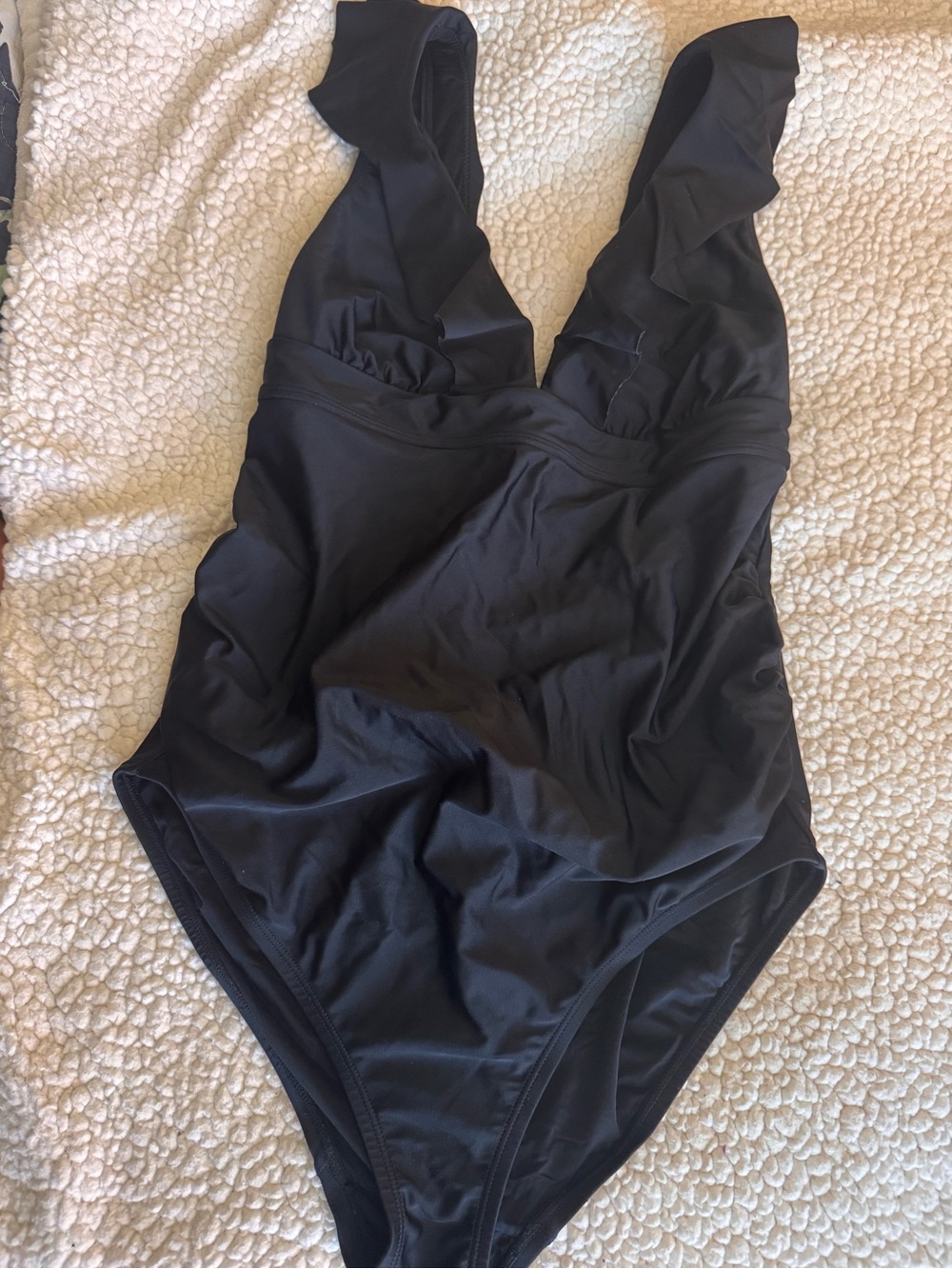 Pea in the Pod Black Maternity Ruffled One-Piece Swimsuit